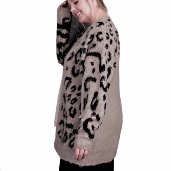 EASEL Animal mohair knitted cardigan sweater 1X - Picture 4 of 8